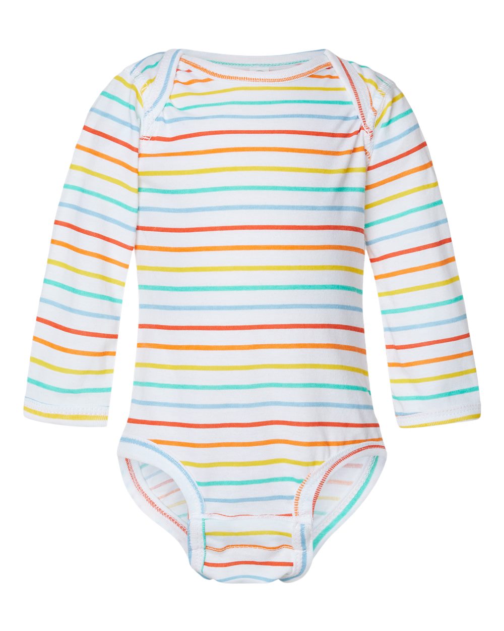 Infant Fine Jersey Long Sleeve Bodysuit - Front - B08138991 - Rainbow Stripe