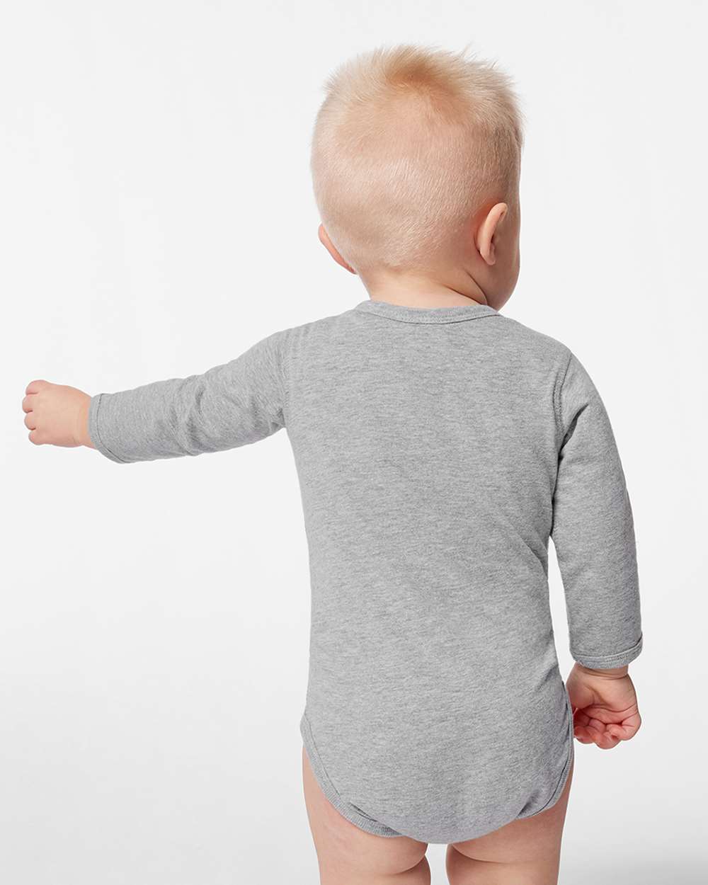 Infant Fine Jersey Long Sleeve Bodysuit - OnModelBack - B08138091 - Heather