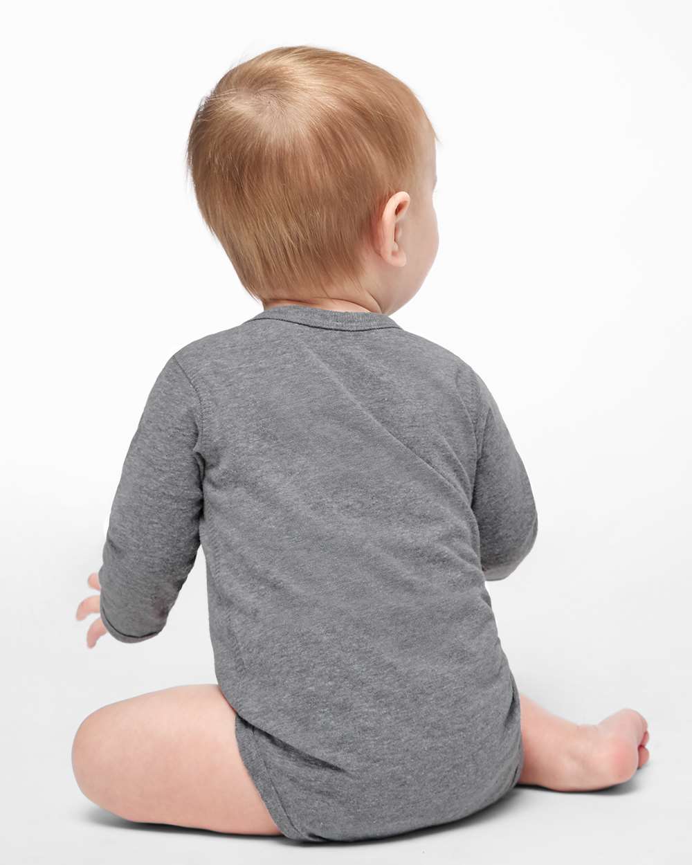 Infant Fine Jersey Long Sleeve Bodysuit - OnModelBack - B08138131 - Granite Heather