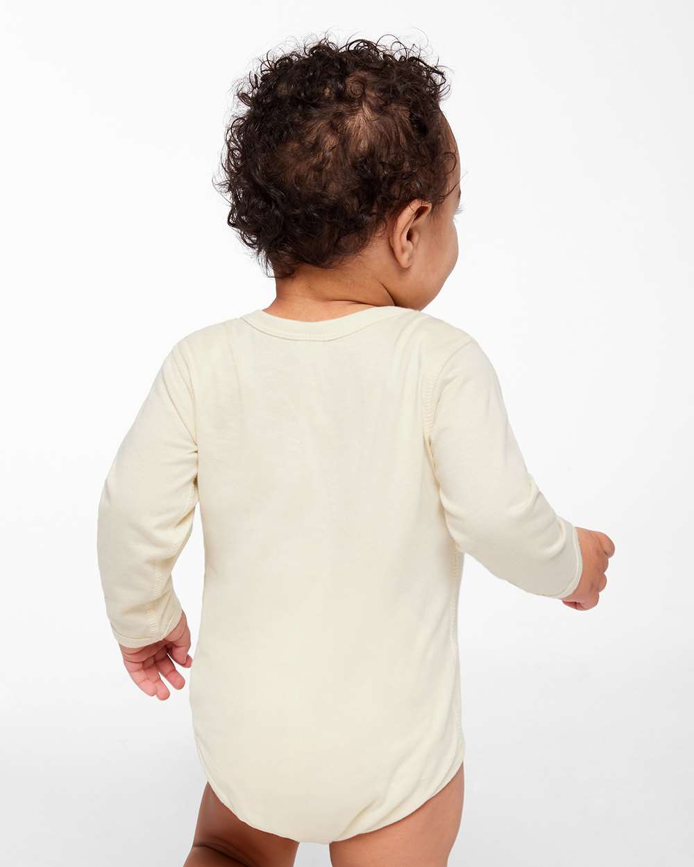 Infant Fine Jersey Long Sleeve Bodysuit - OnModelBack - B08138241 - Natural