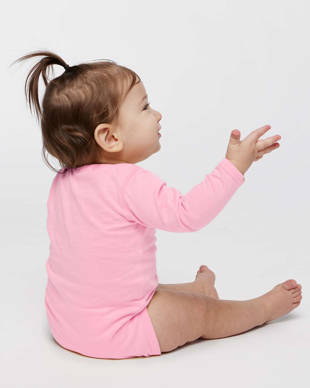 Infant Fine Jersey Long Sleeve Bodysuit - OnModelBack - B08138311 - Pink