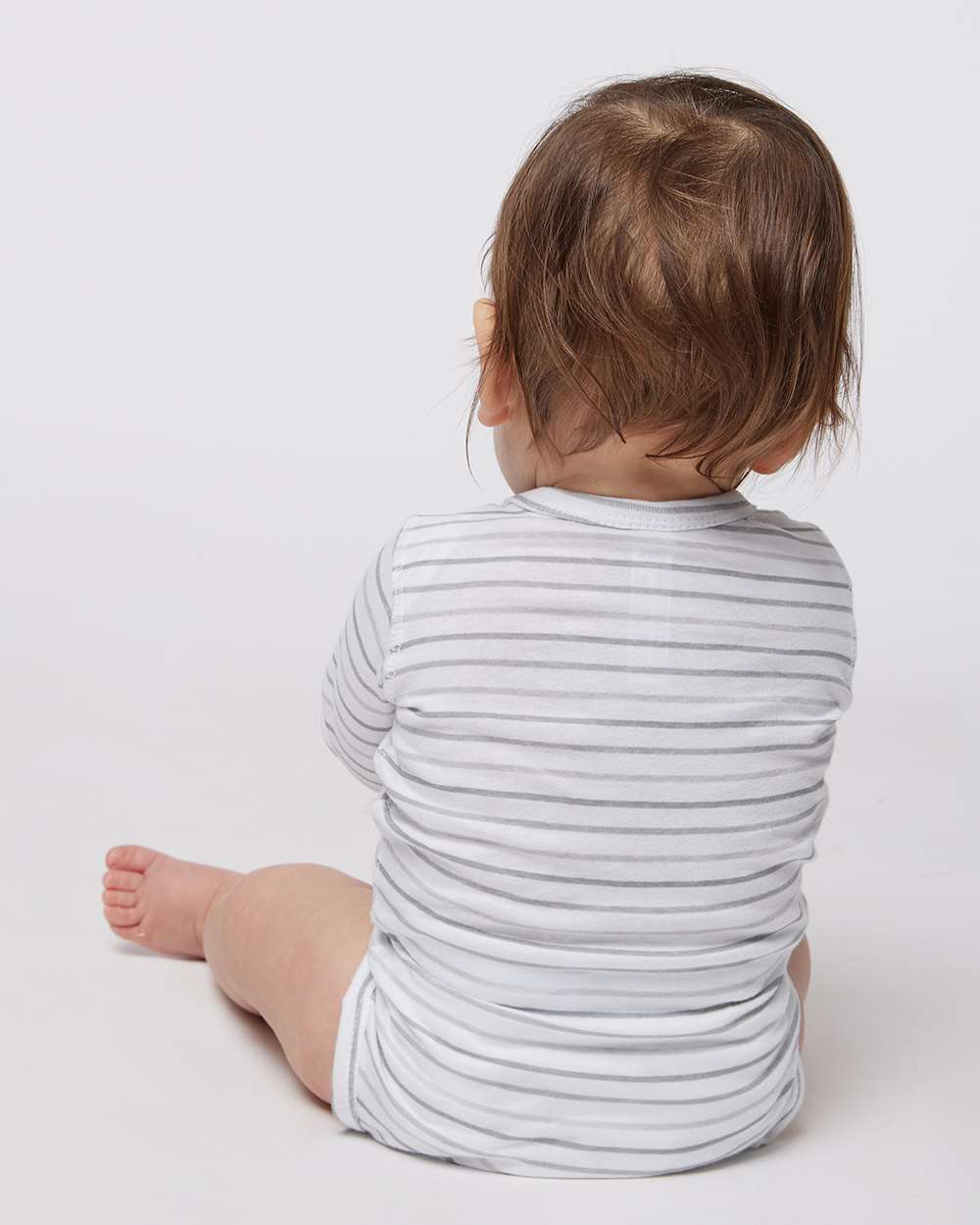 Infant Fine Jersey Long Sleeve Bodysuit - OnModelBack - B08138581 - Shadow Stripe