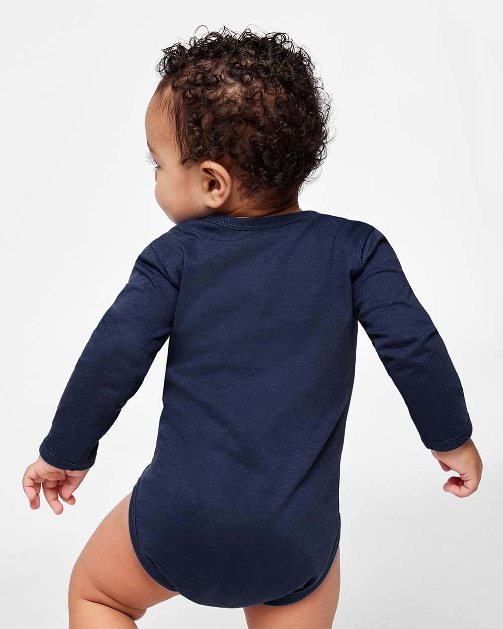 Infant Fine Jersey Long Sleeve Bodysuit - OnModelBack - B08138631 - Navy