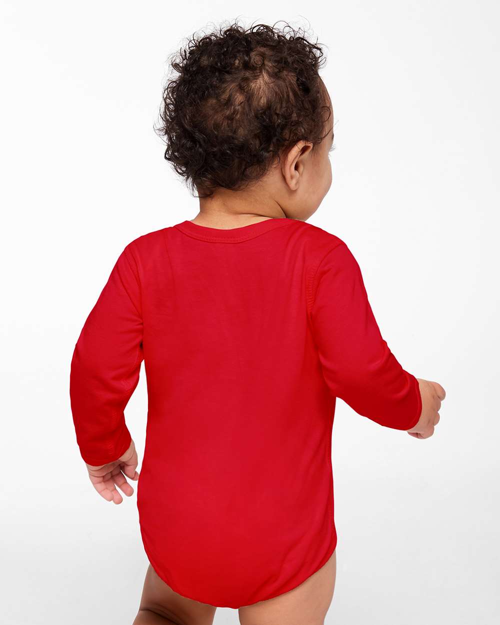 Infant Fine Jersey Long Sleeve Bodysuit - OnModelBack - B08138701 - Red