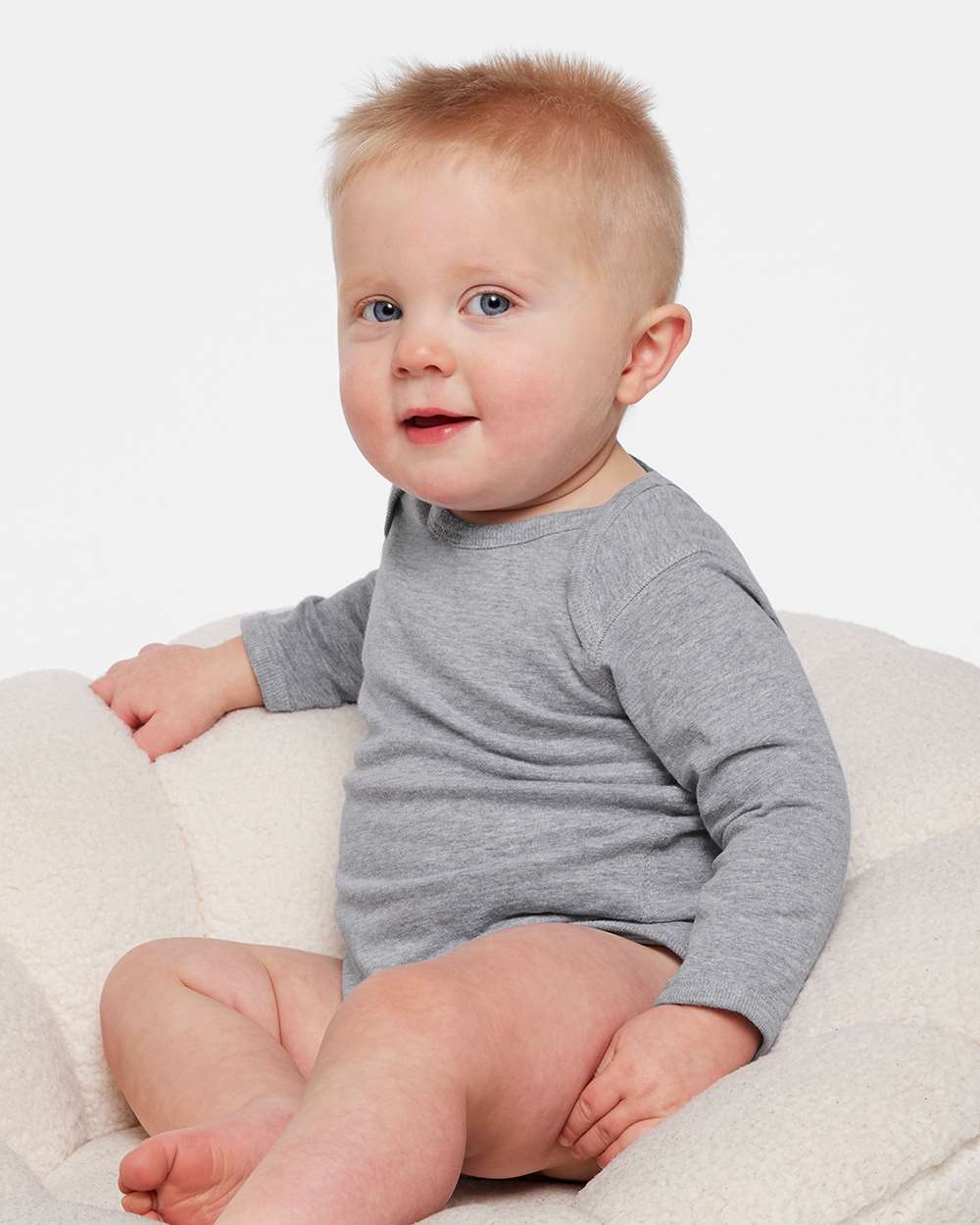 Infant Fine Jersey Long Sleeve Bodysuit - OnModelFront - B08138091 - Heather