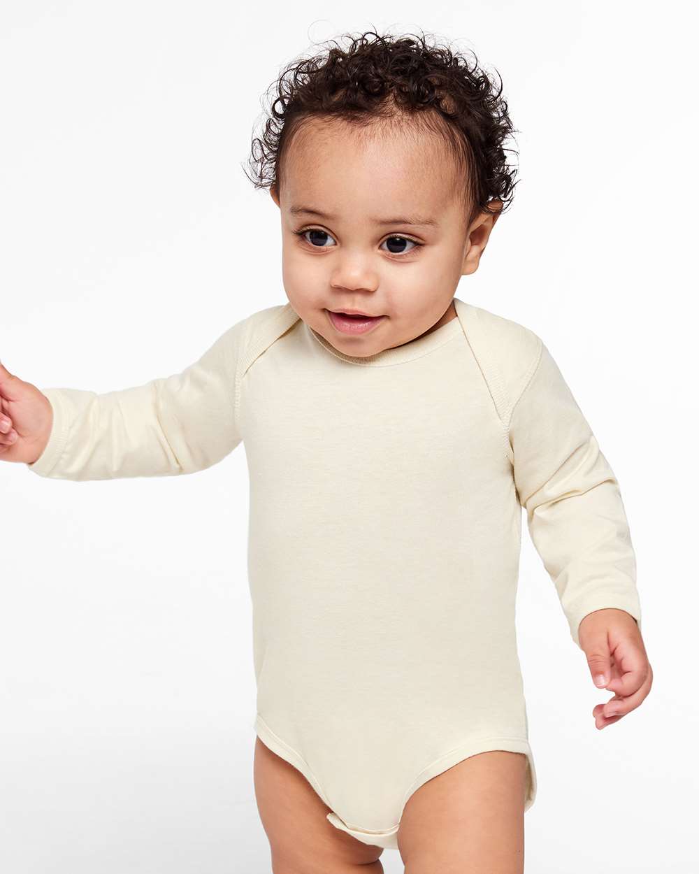 Infant Fine Jersey Long Sleeve Bodysuit - OnModelFront - B08138241 - Natural