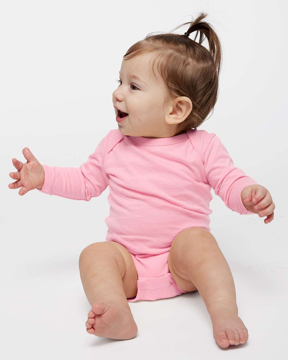 Infant Fine Jersey Long Sleeve Bodysuit - OnModelFront - B08138311 - Pink