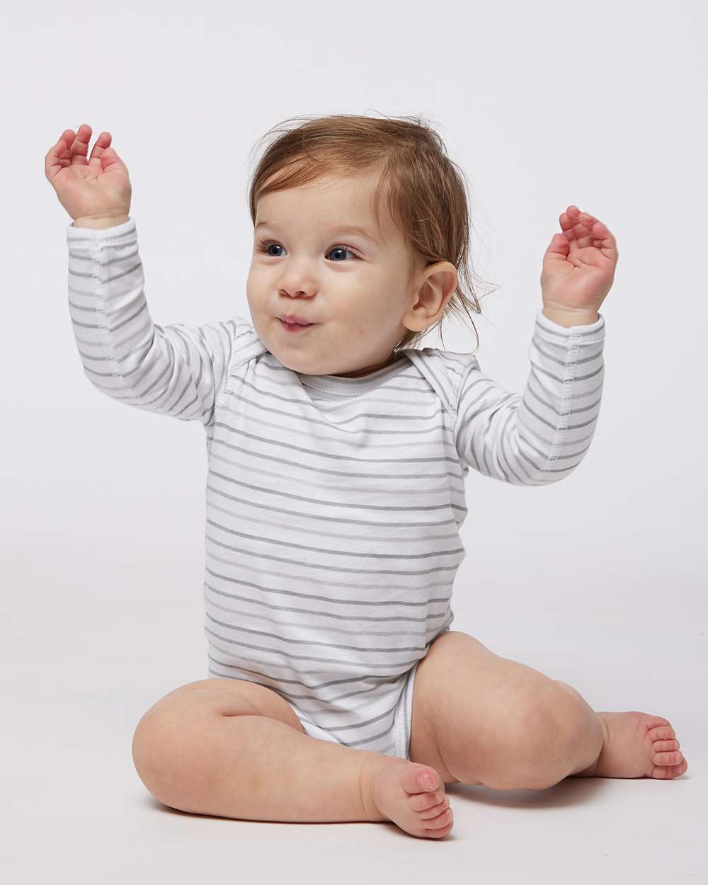 Infant Fine Jersey Long Sleeve Bodysuit - OnModelFront - B08138581 - Shadow Stripe