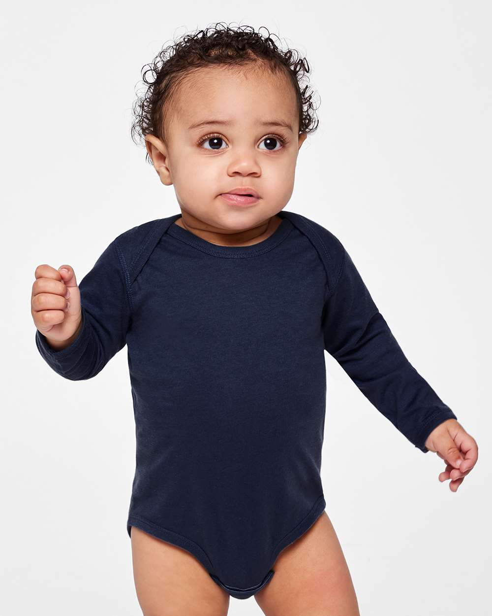 Infant Fine Jersey Long Sleeve Bodysuit - OnModelFront - B08138631 - Navy