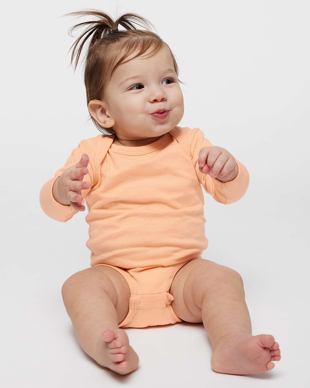 Infant Fine Jersey Long Sleeve Bodysuit - OnModelFront - B08138671 - Peachy