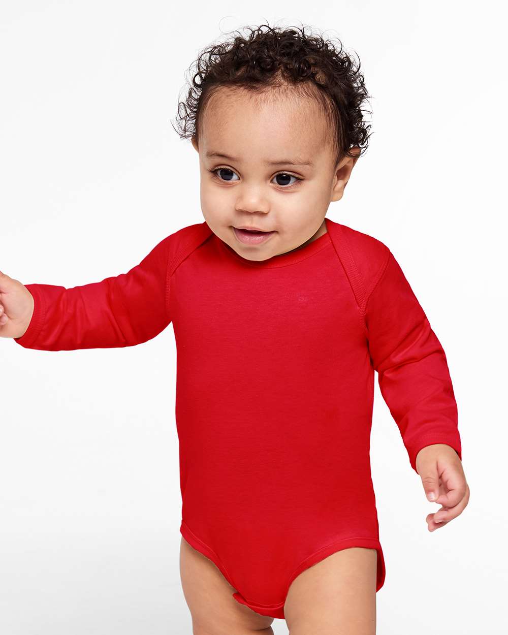 Infant Fine Jersey Long Sleeve Bodysuit - OnModelFront - B08138701 - Red
