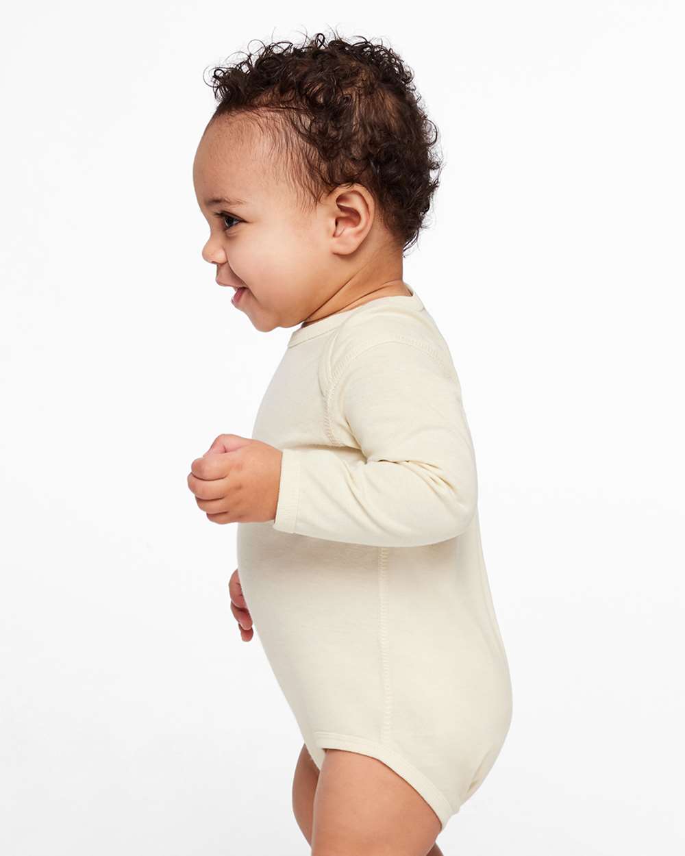 Infant Fine Jersey Long Sleeve Bodysuit - OnModelSide - B08138241 - Natural