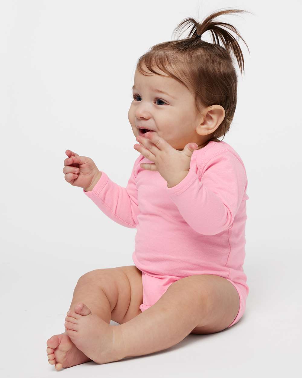 Infant Fine Jersey Long Sleeve Bodysuit - OnModelSide - B08138311 - Pink
