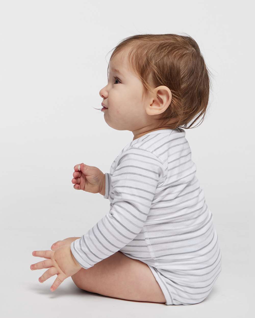 Infant Fine Jersey Long Sleeve Bodysuit - OnModelSide - B08138581 - Shadow Stripe
