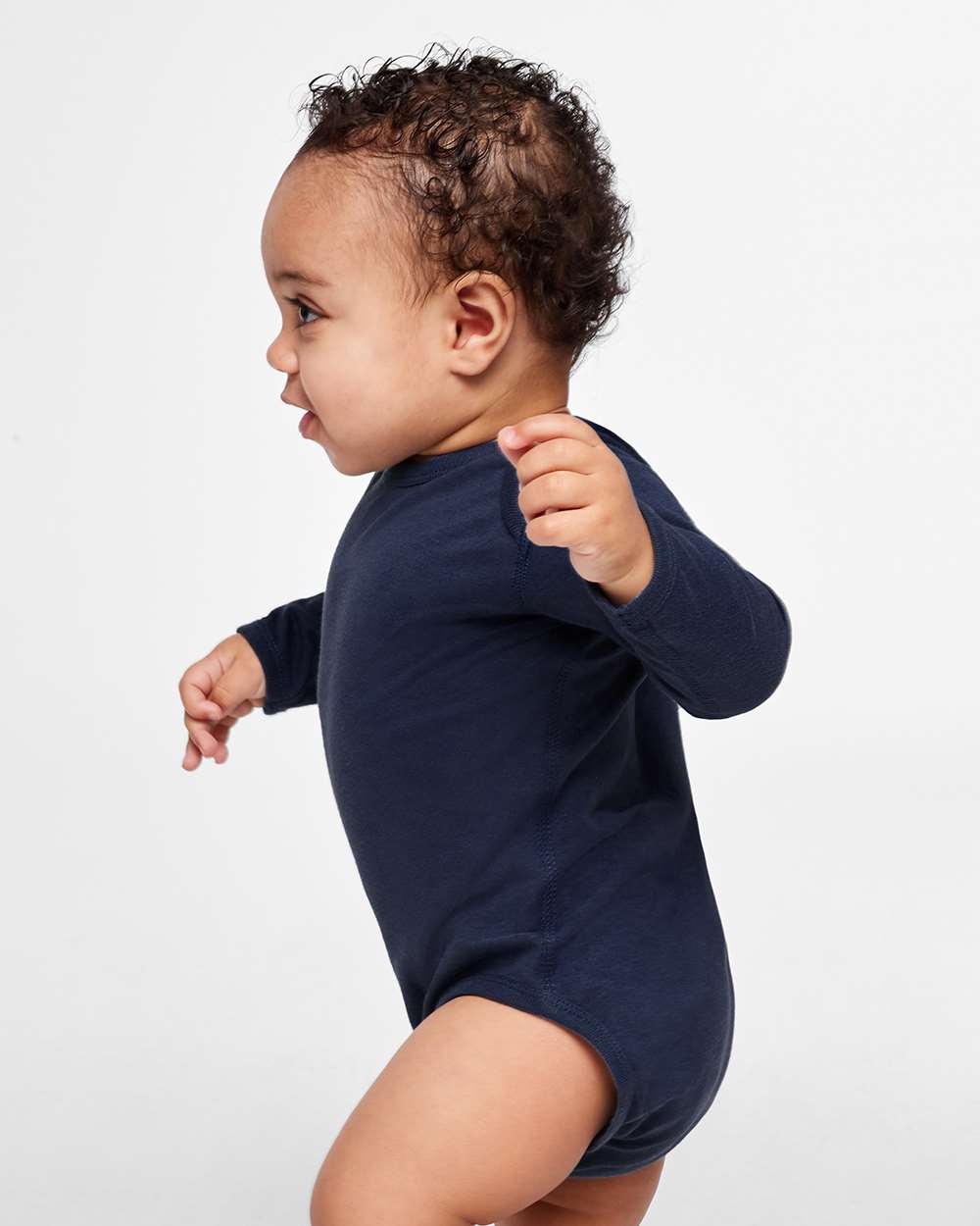 Infant Fine Jersey Long Sleeve Bodysuit - OnModelSide - B08138631 - Navy