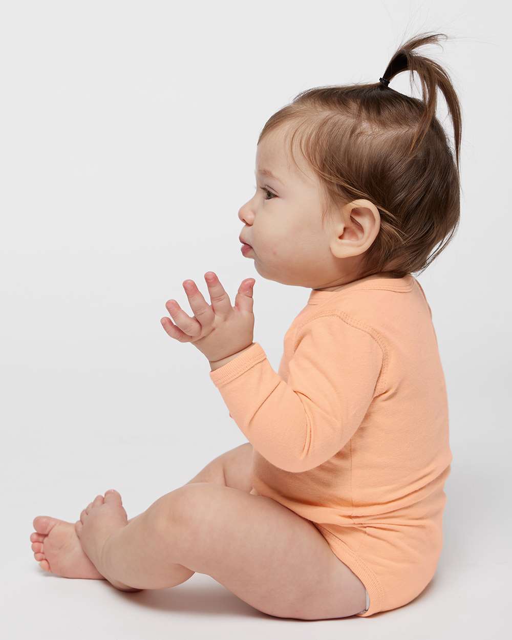 Infant Fine Jersey Long Sleeve Bodysuit - OnModelSide - B08138671 - Peachy