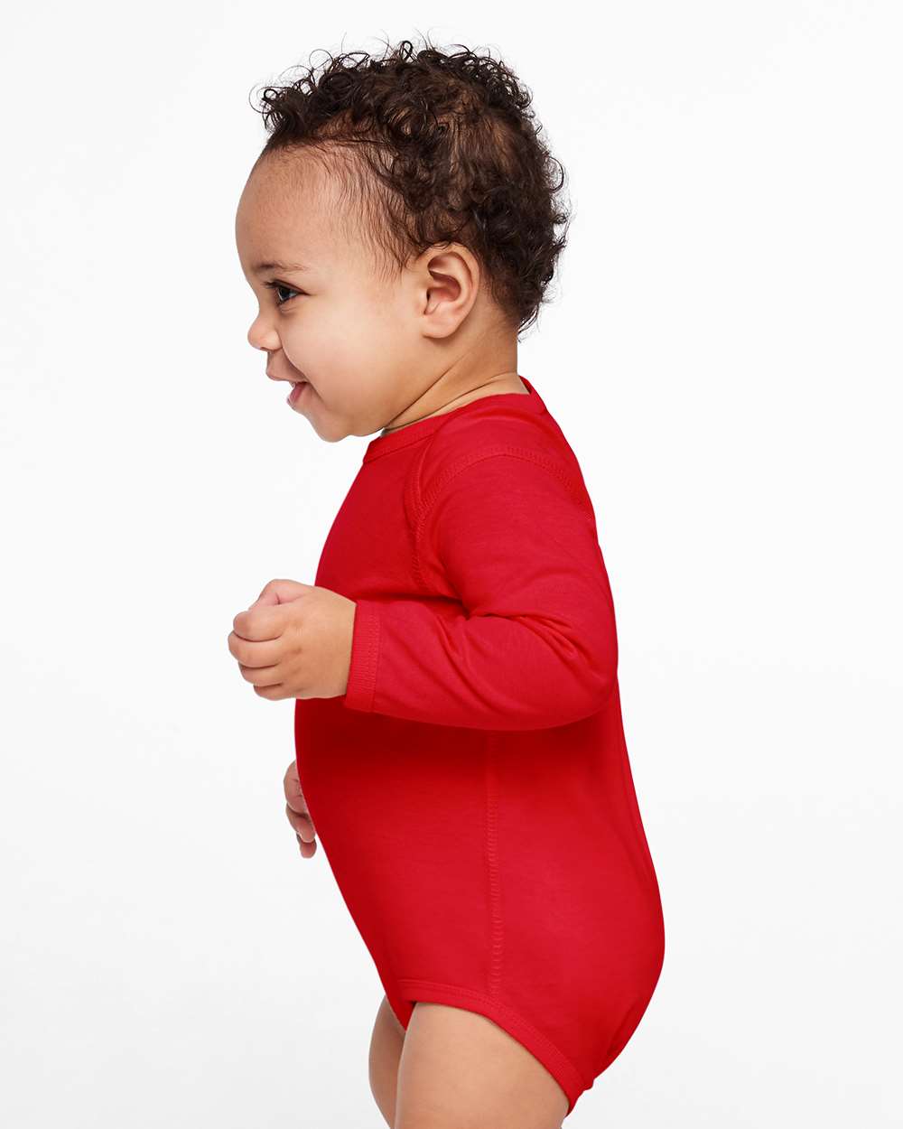 Infant Fine Jersey Long Sleeve Bodysuit - OnModelSide - B08138701 - Red