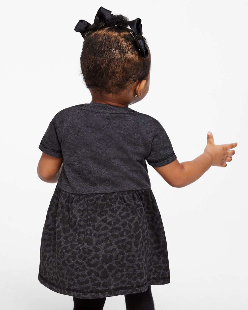 Infant Fine Jersey Dress - OnModelBack - B09138102 - Vintage Smoke/ Black Leopard