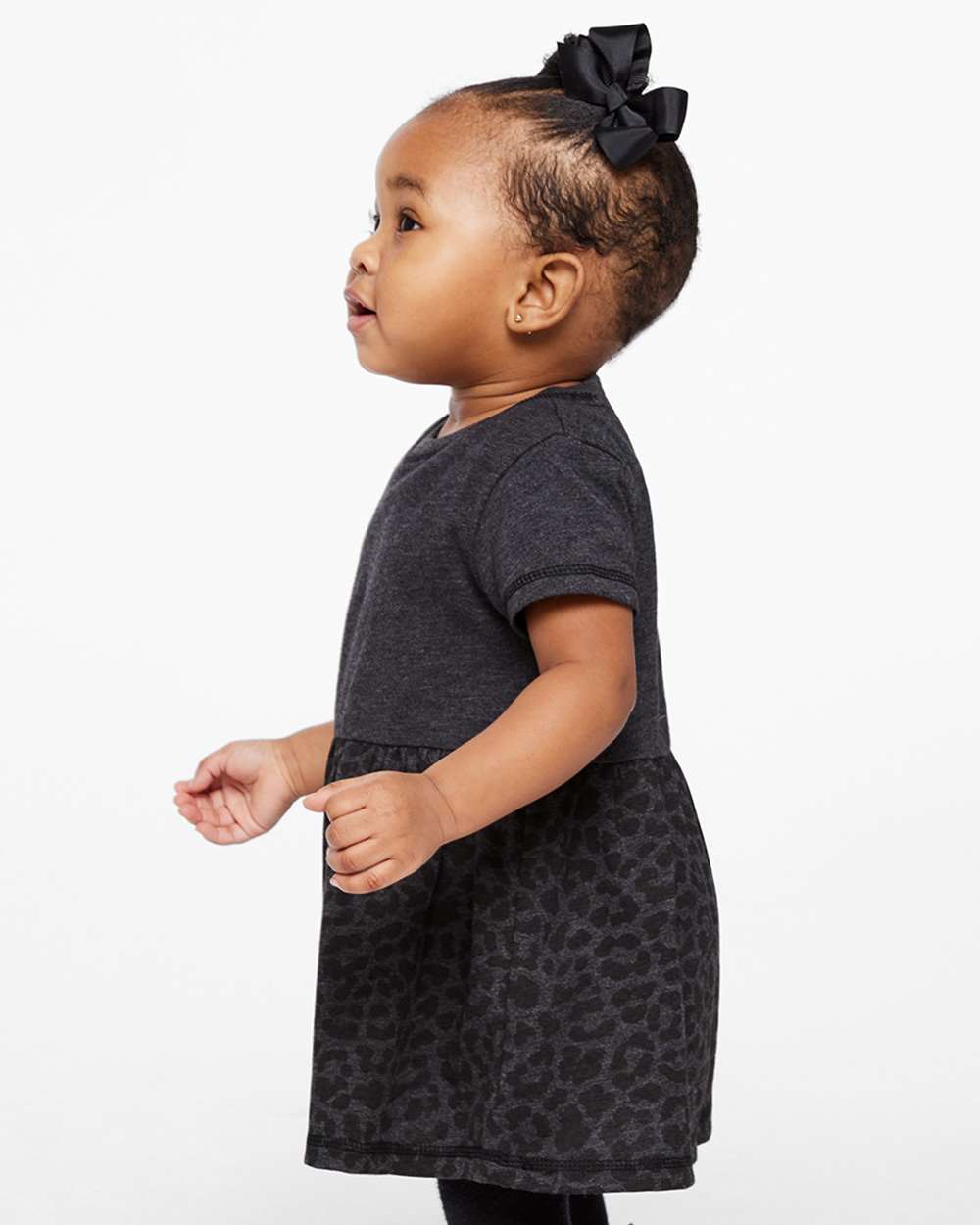 Infant Fine Jersey Dress - OnModelSide - B09138102 - Vintage Smoke/ Black Leopard