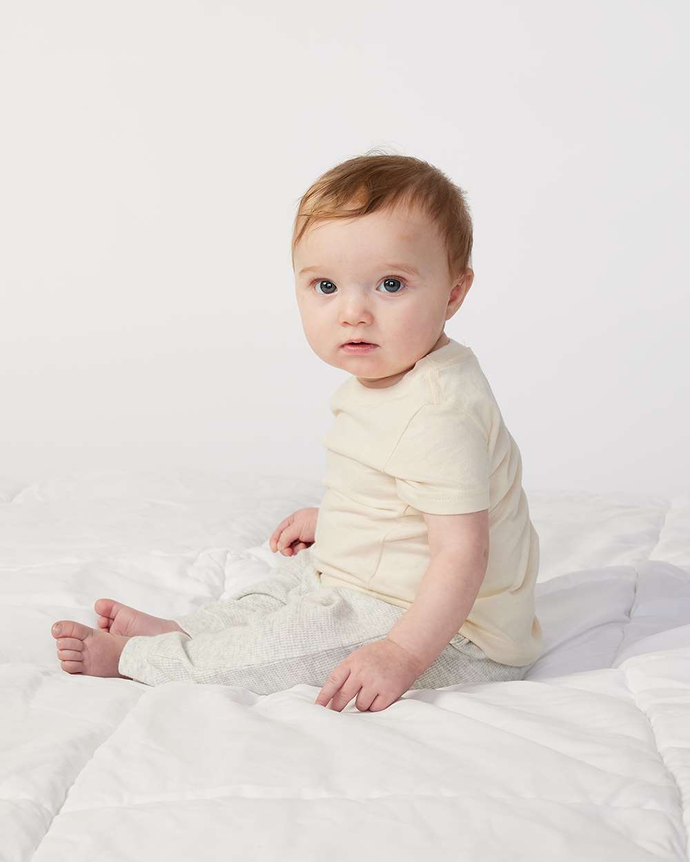 Infant Fine Jersey Tee - OnModelSide - B32138232 - Natural