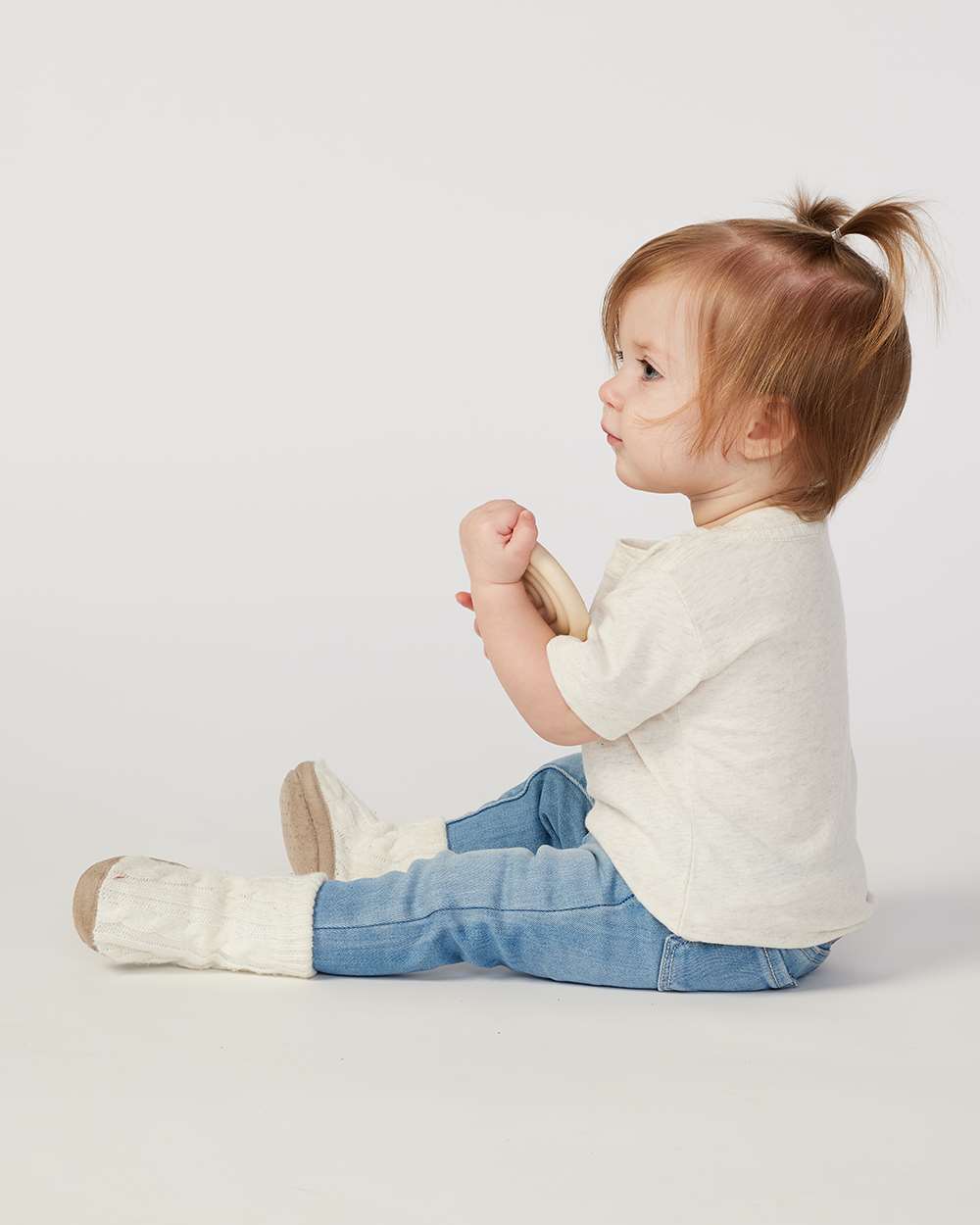 Infant Fine Jersey Tee - OnModelSide - B32138242 - Natural Heather
