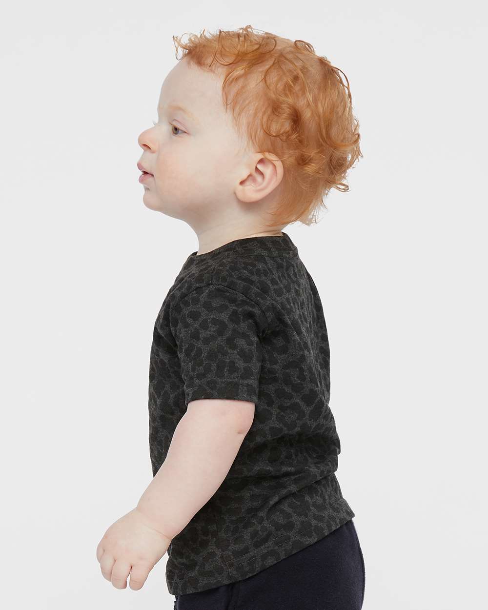 Infant Fine Jersey Tee - OnModelSide - B32138512 - Black Leopard