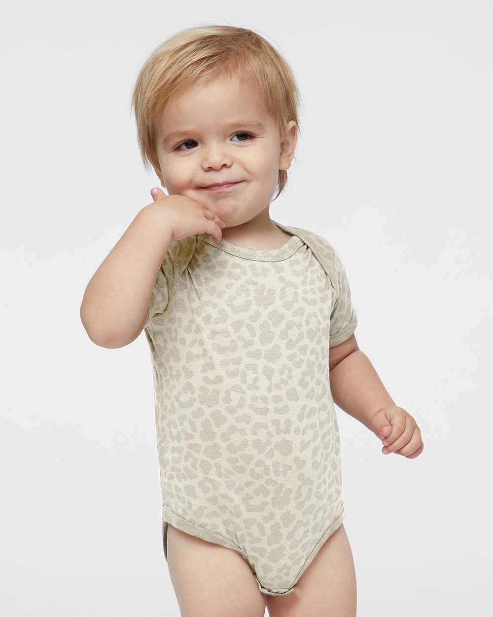 Infant Fine Jersey Bodysuit - OnModelFront - B33438271 - Natural Leopard