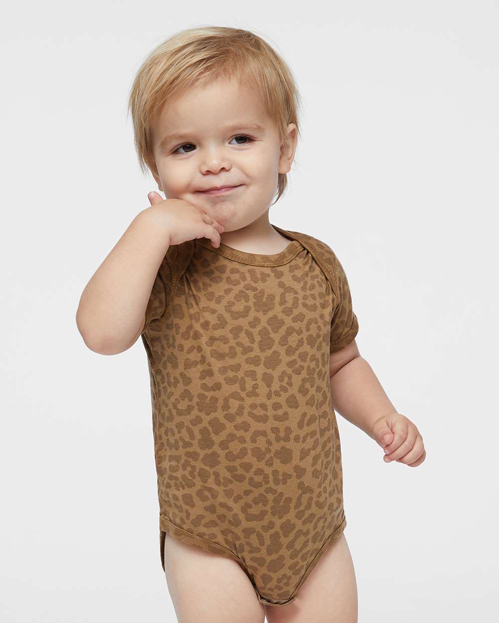 Infant Fine Jersey Bodysuit - OnModelFront - B33438841 - Brown Leopard