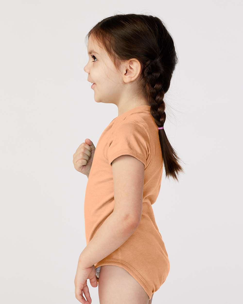 Infant Fine Jersey Bodysuit - OnModelSide - B33438151 - Peachy