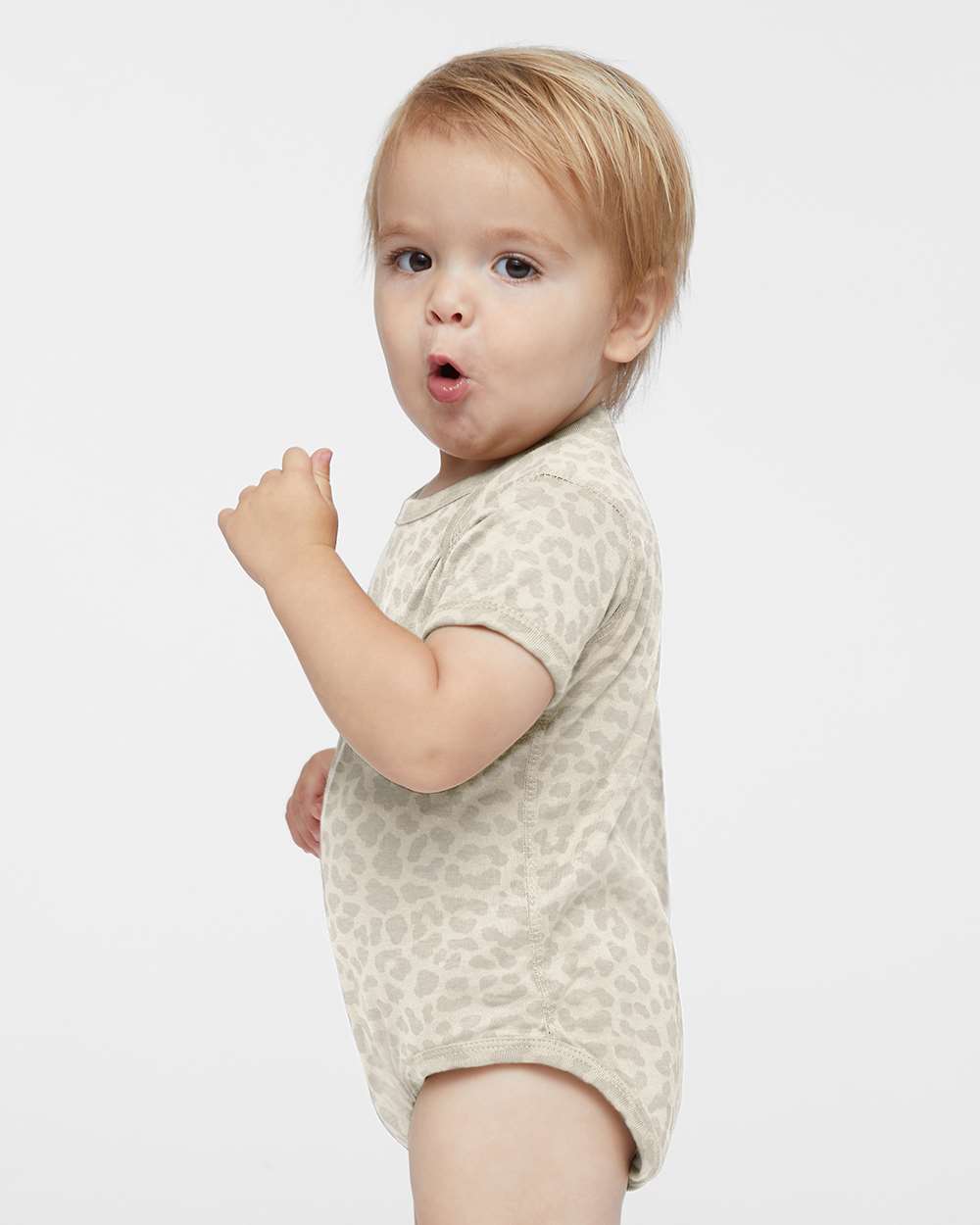 Infant Fine Jersey Bodysuit - OnModelSide - B33438271 - Natural Leopard