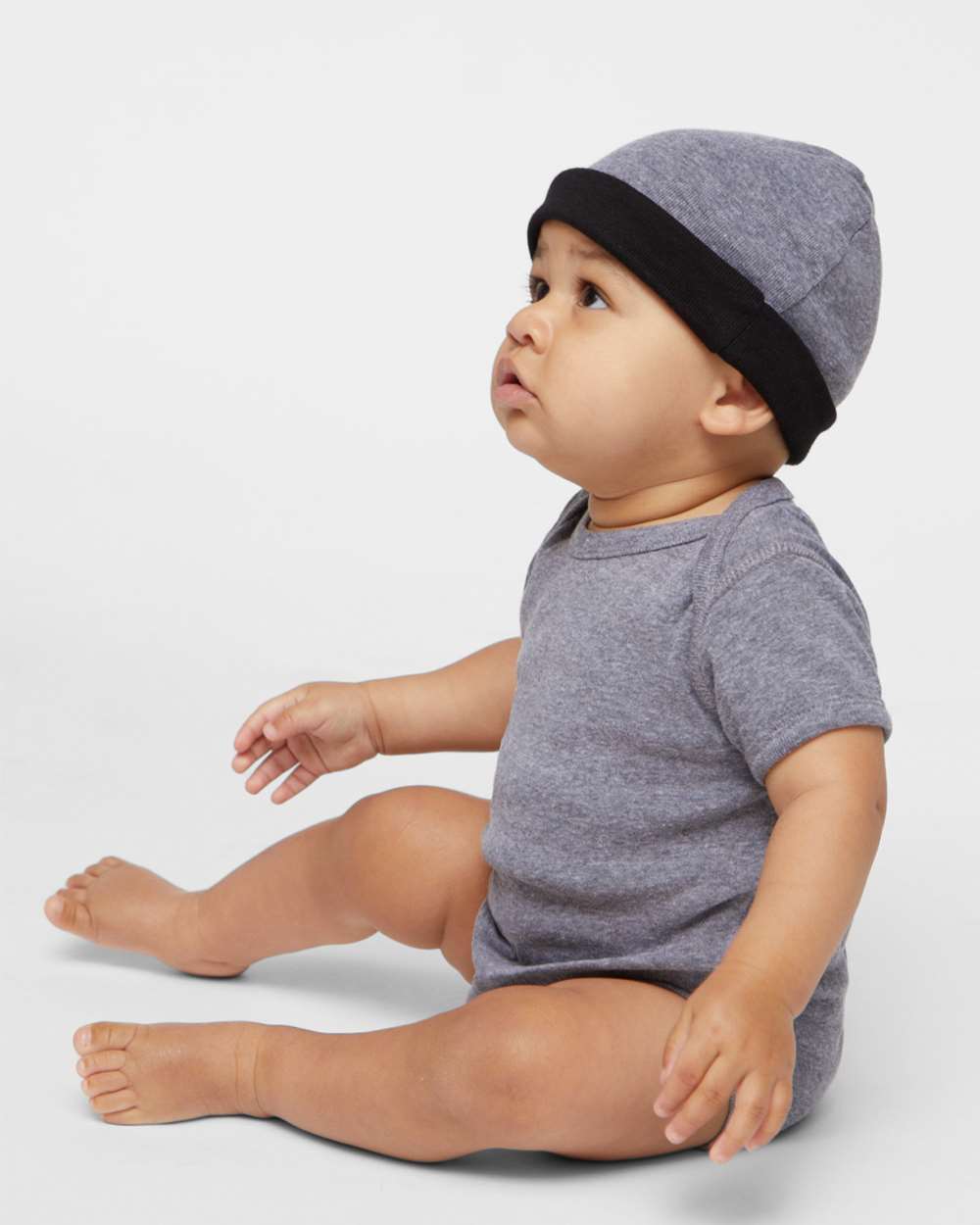 Infant Baby Rib Bodysuit - OnModelSide - B30238131 - Granite Heather
