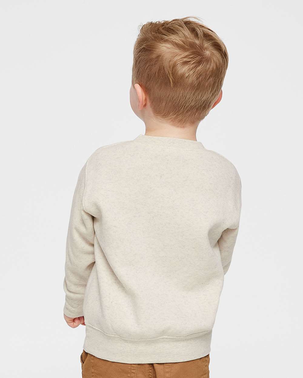 Toddler Fleece Crewneck Sweatshirt - OnModelBack - B32938243 - Natural Heather