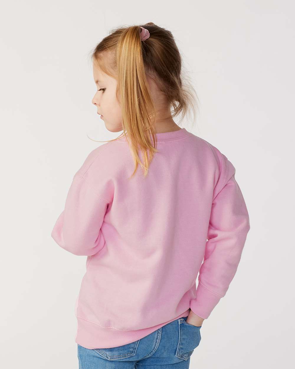 Toddler Fleece Crewneck Sweatshirt - OnModelBack - B32938303 - Pink