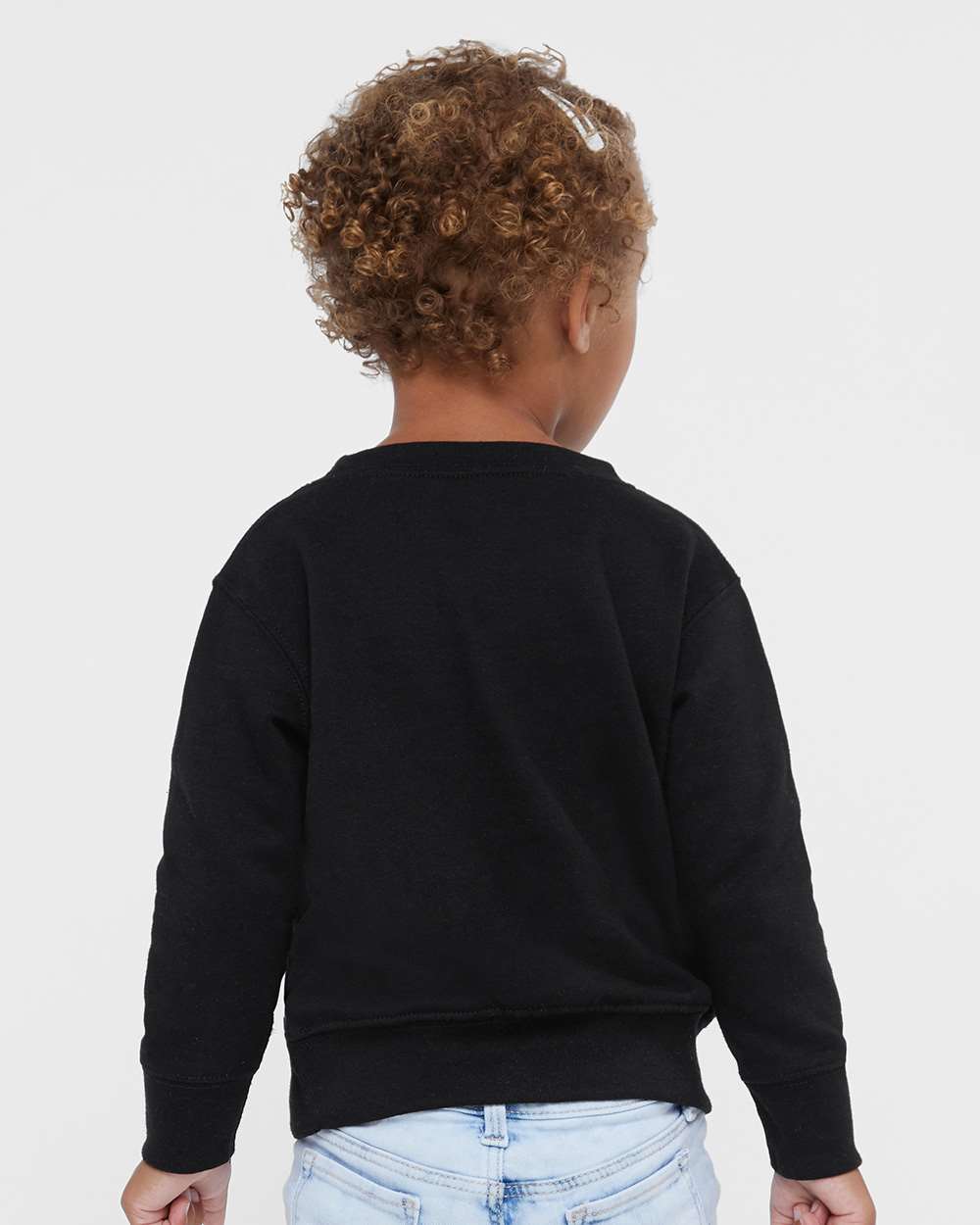 Toddler Fleece Crewneck Sweatshirt - OnModelBack - B32938503 - Black