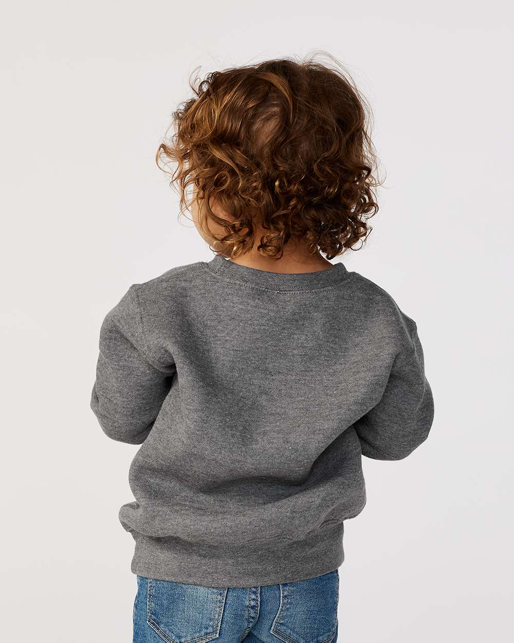 Toddler Fleece Crewneck Sweatshirt - OnModelBack - B32938573 - Granite Heather