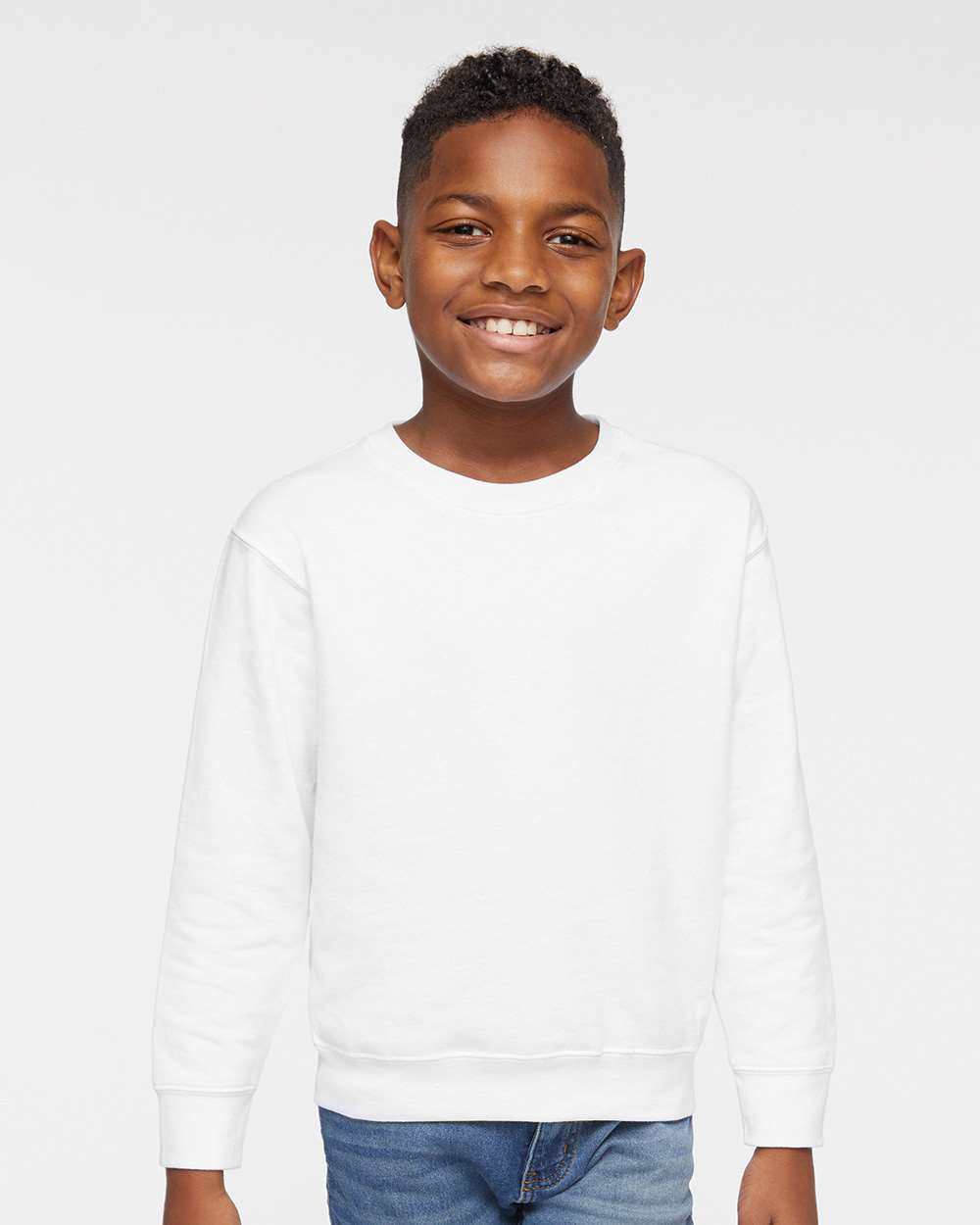 Toddler Fleece Crewneck Sweatshirt - OnModelFront - B32938003 - White