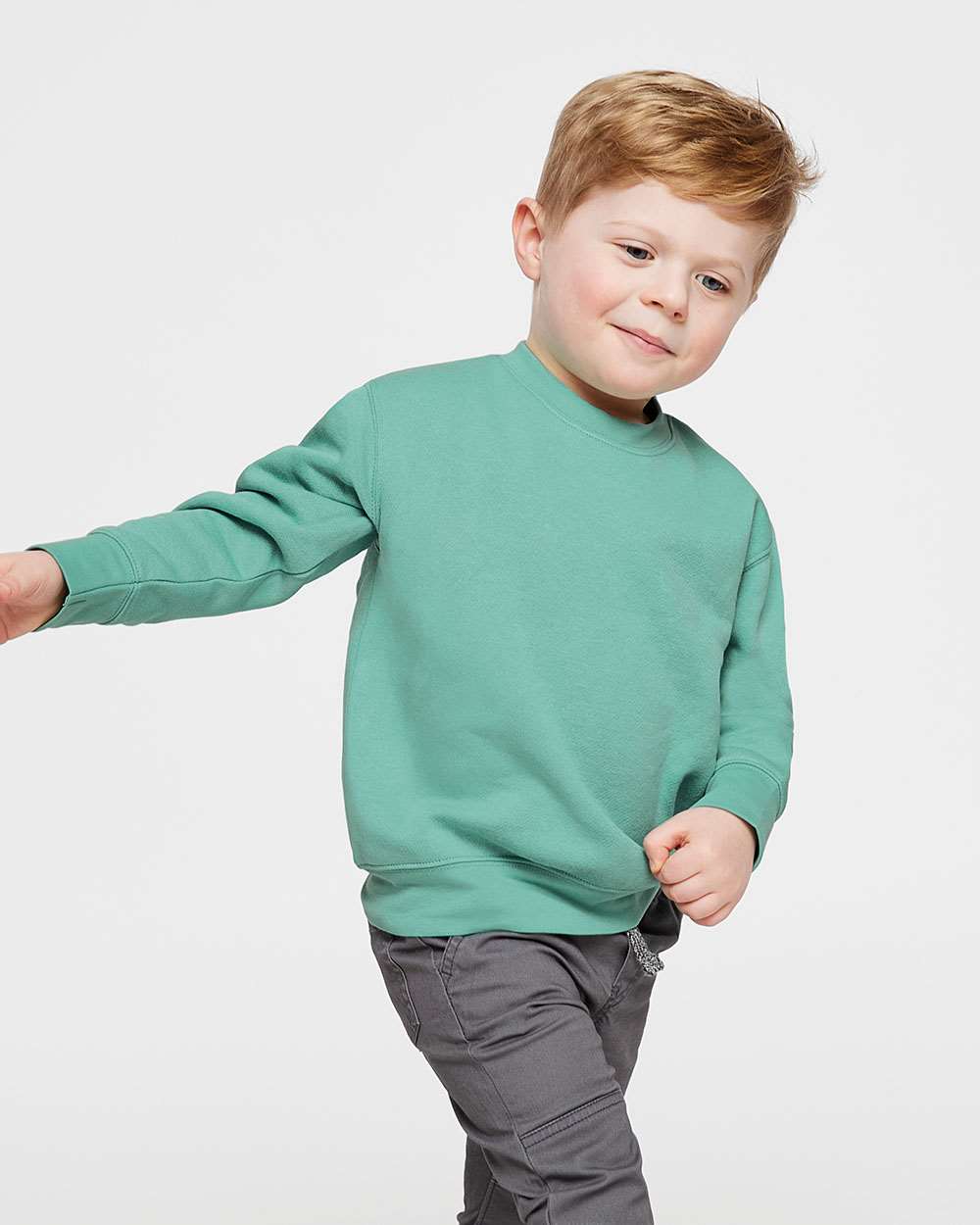 Toddler Fleece Crewneck Sweatshirt - OnModelFront - B32938333 - Saltwater
