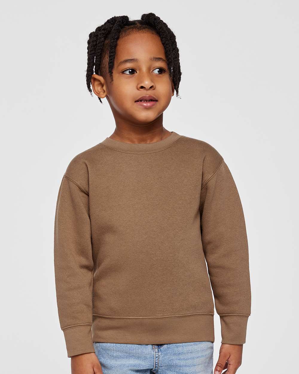 Toddler Fleece Crewneck Sweatshirt - OnModelFront - B32938553 - Coyote Brown