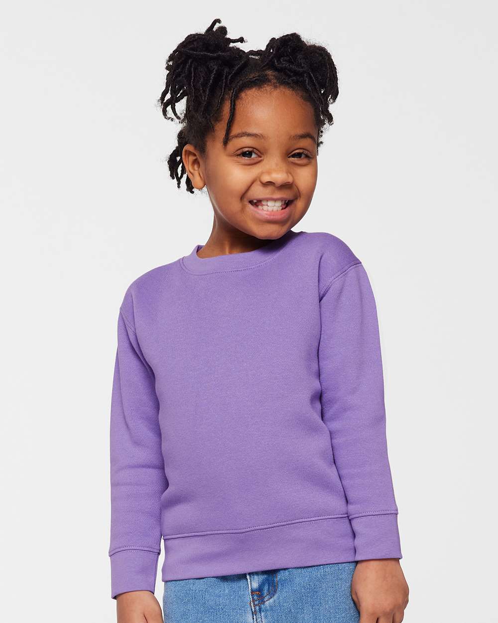 Toddler Fleece Crewneck Sweatshirt - OnModelFront - B32938803 - Lavender