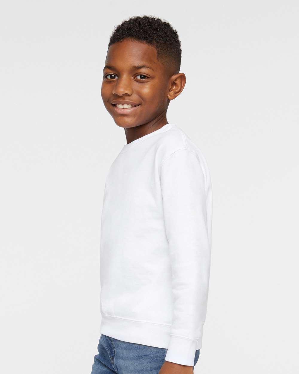 Toddler Fleece Crewneck Sweatshirt - OnModelSide - B32938003 - White
