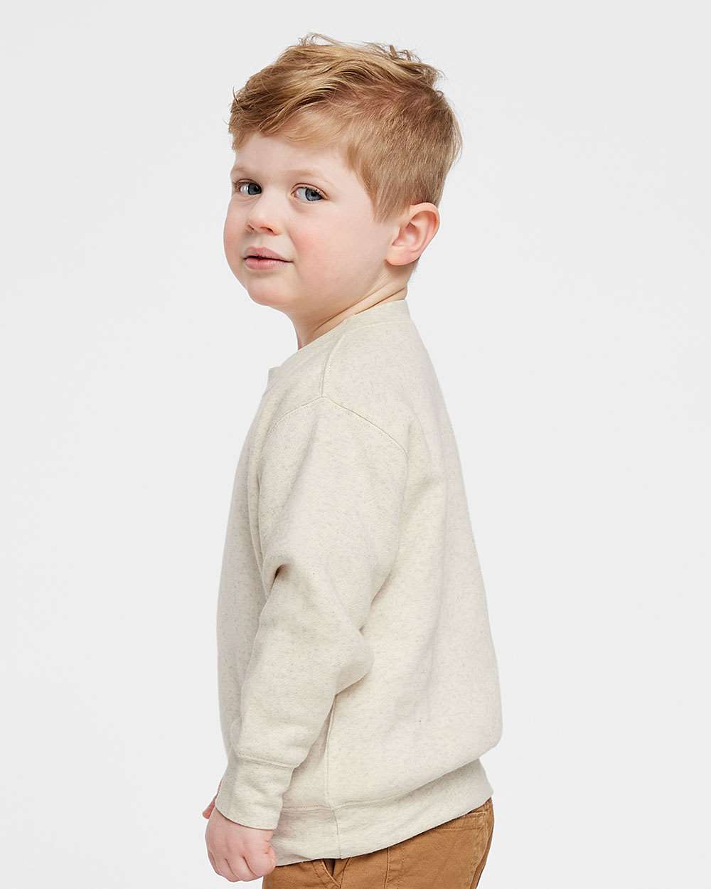 Toddler Fleece Crewneck Sweatshirt - OnModelSide - B32938243 - Natural Heather