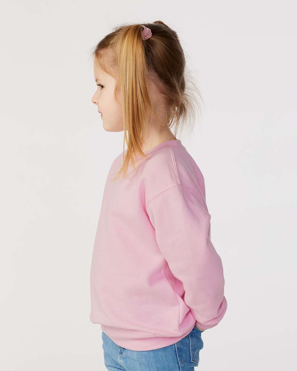 Toddler Fleece Crewneck Sweatshirt - OnModelSide - B32938303 - Pink