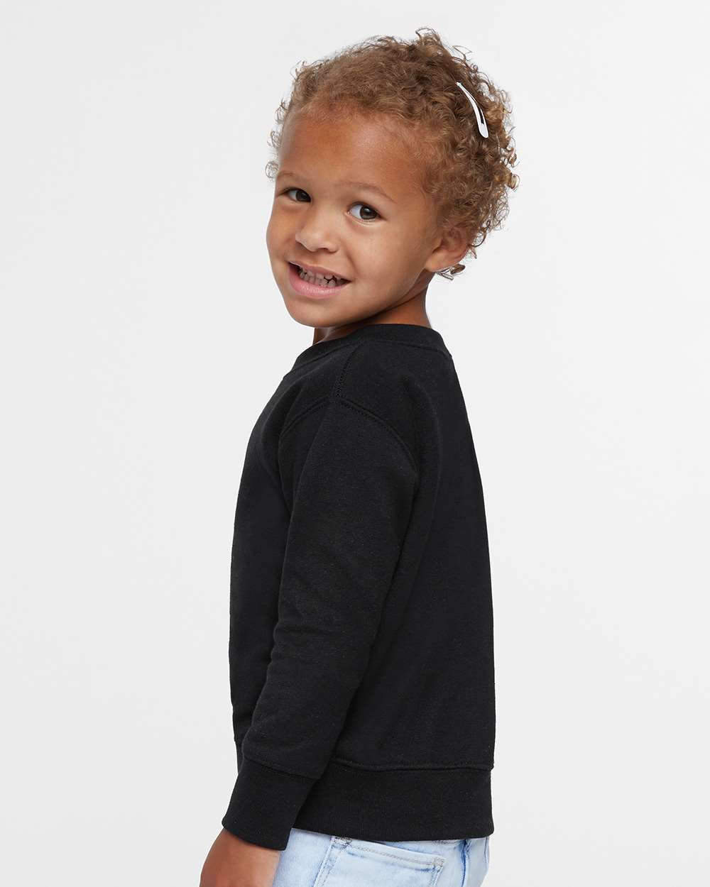 Toddler Fleece Crewneck Sweatshirt - OnModelSide - B32938503 - Black