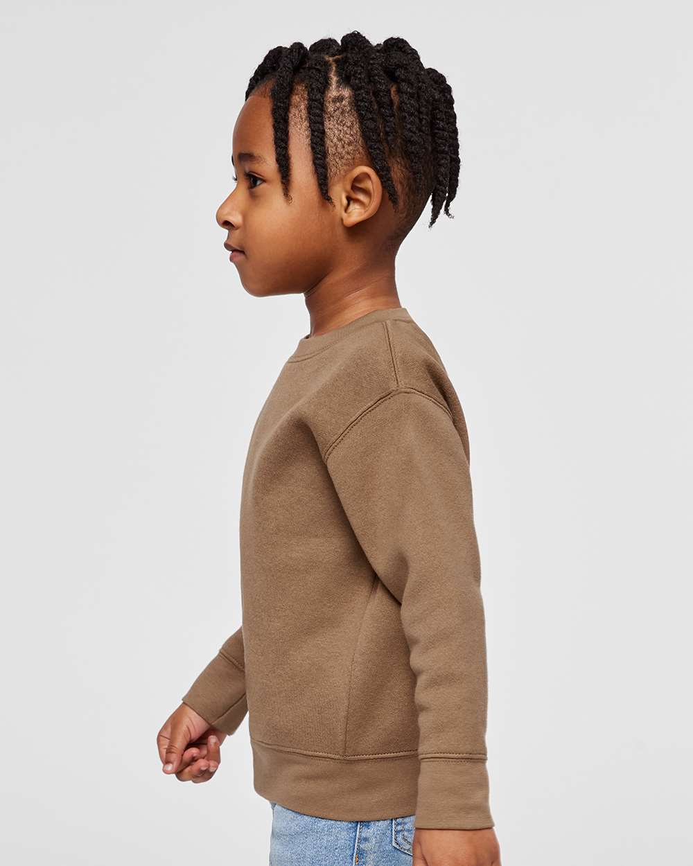 Toddler Fleece Crewneck Sweatshirt - OnModelSide - B32938553 - Coyote Brown