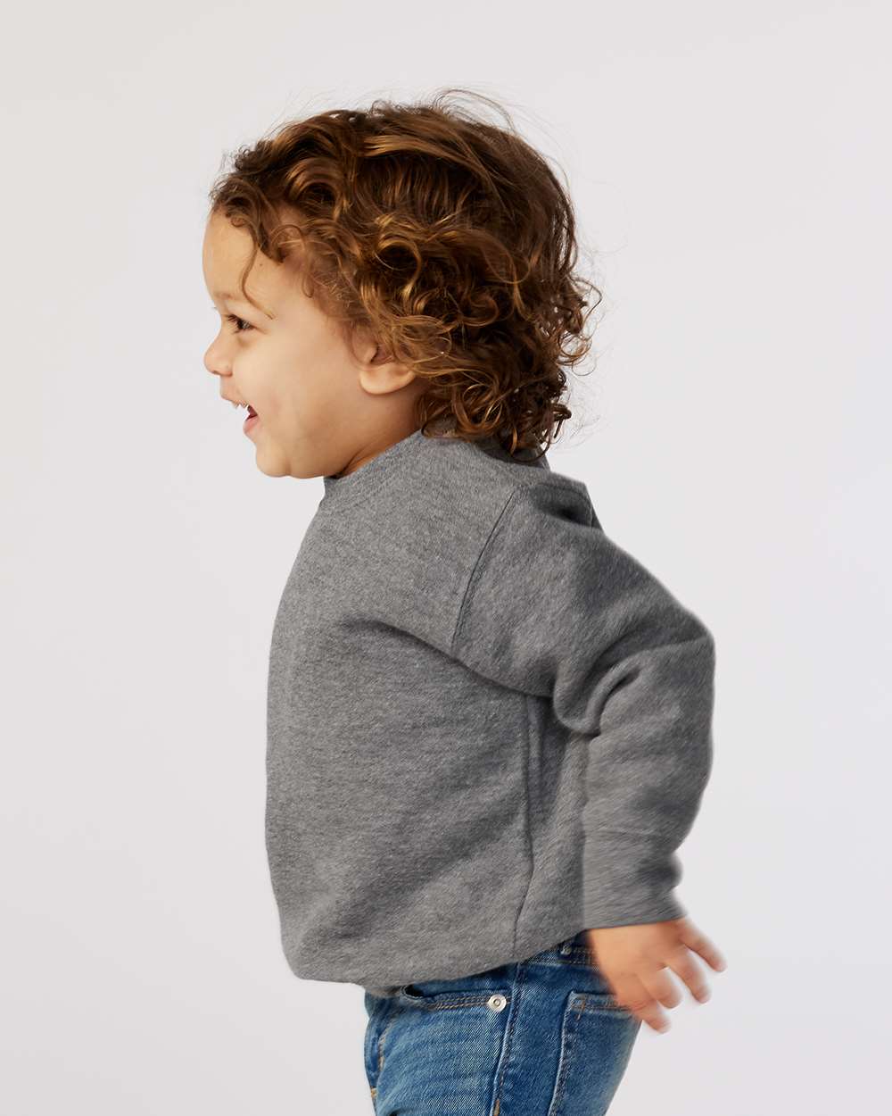 Toddler Fleece Crewneck Sweatshirt - OnModelSide - B32938573 - Granite Heather