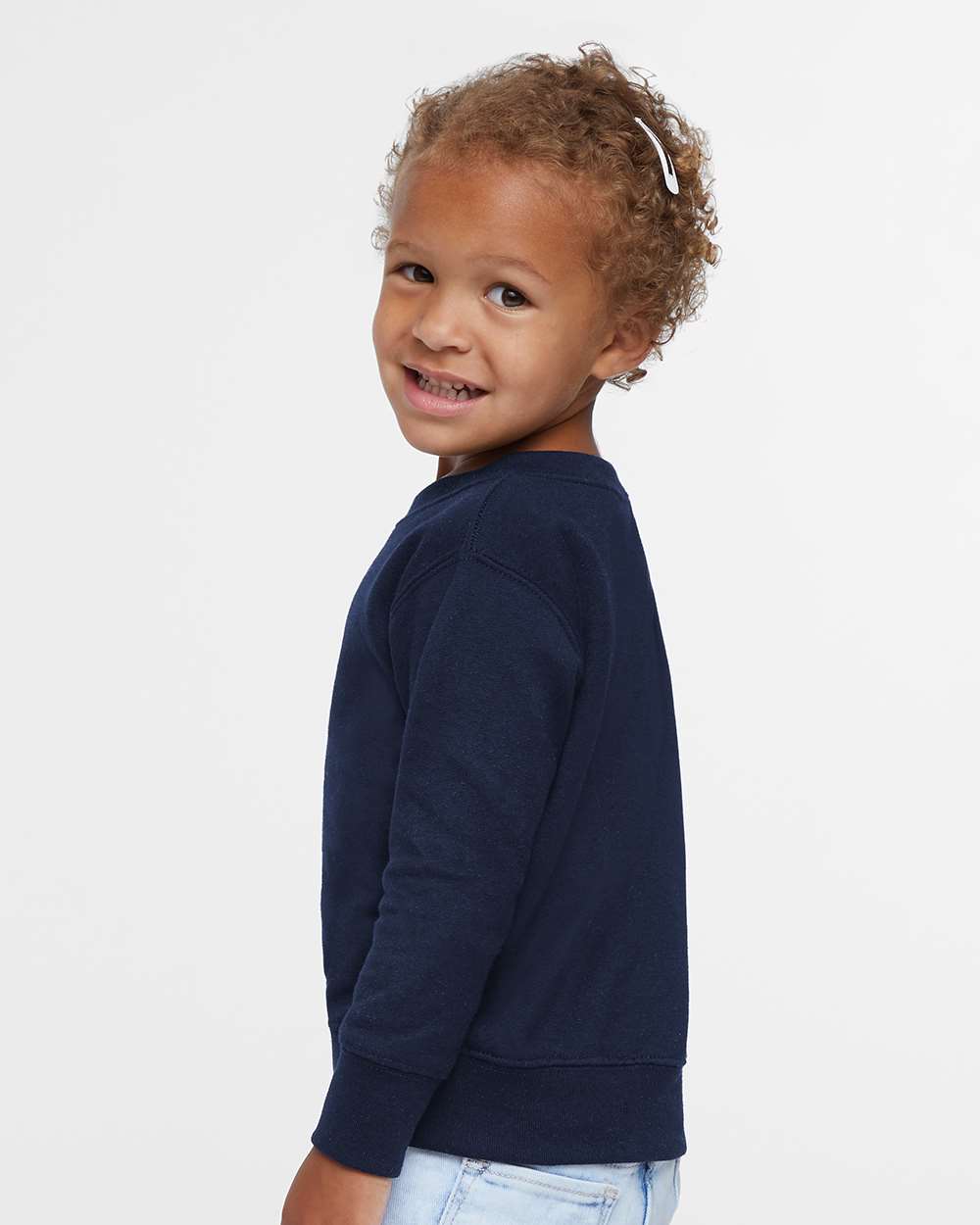 Toddler Fleece Crewneck Sweatshirt - OnModelSide - B32938653 - Navy