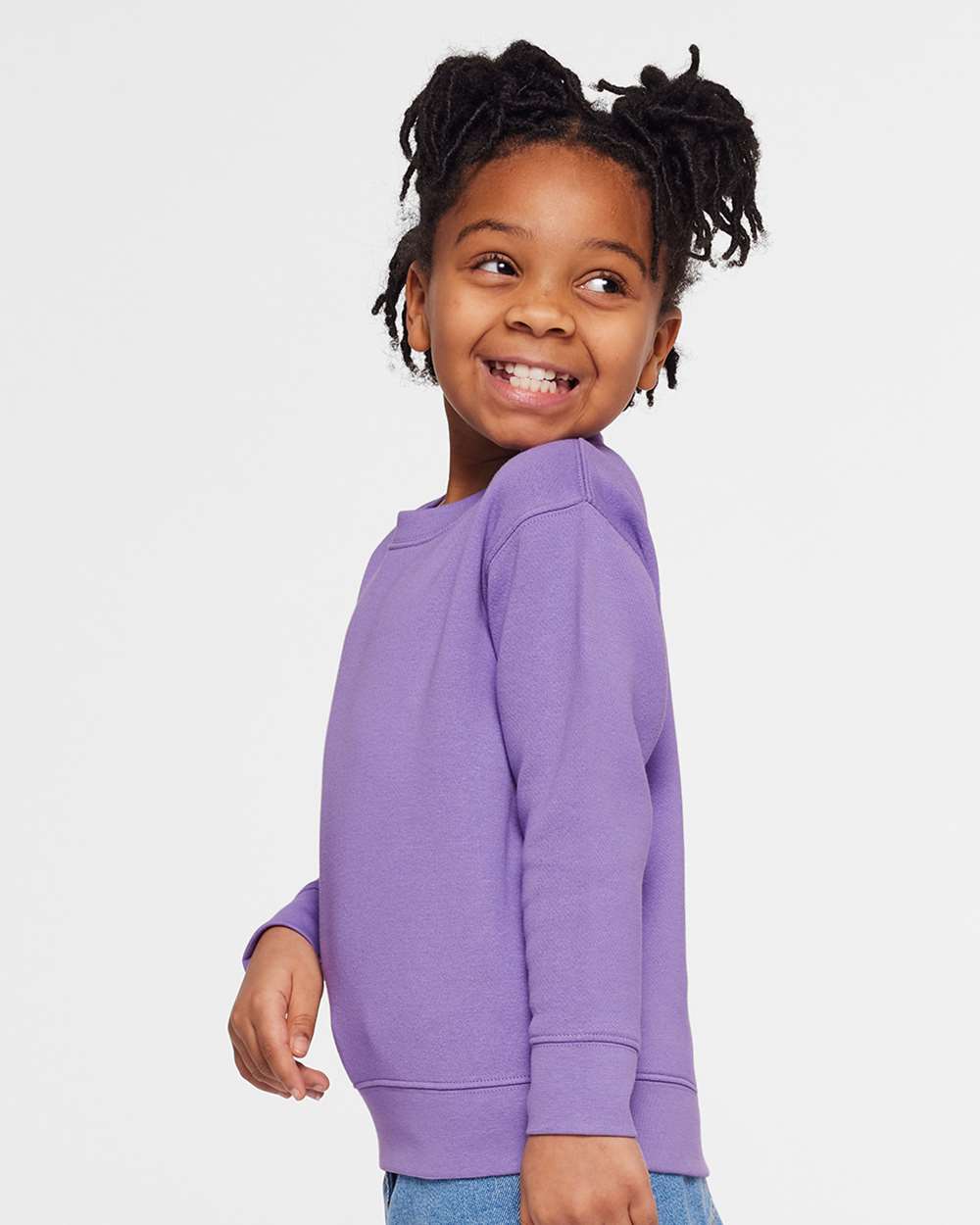 Toddler Fleece Crewneck Sweatshirt - OnModelSide - B32938803 - Lavender