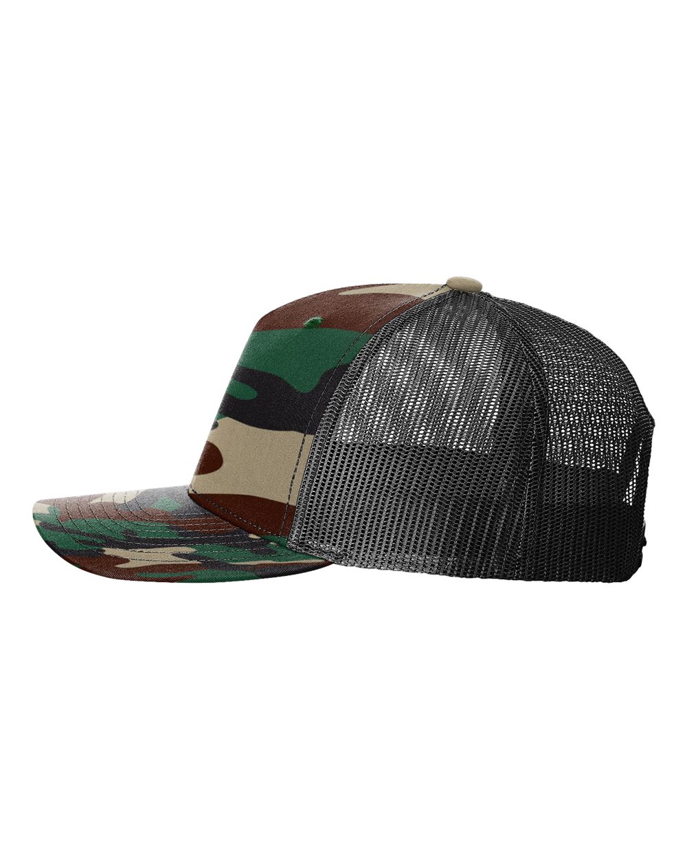 Five-Panel Printed Trucker Cap - DirectSide - B26795330 - Green Camo/ Black