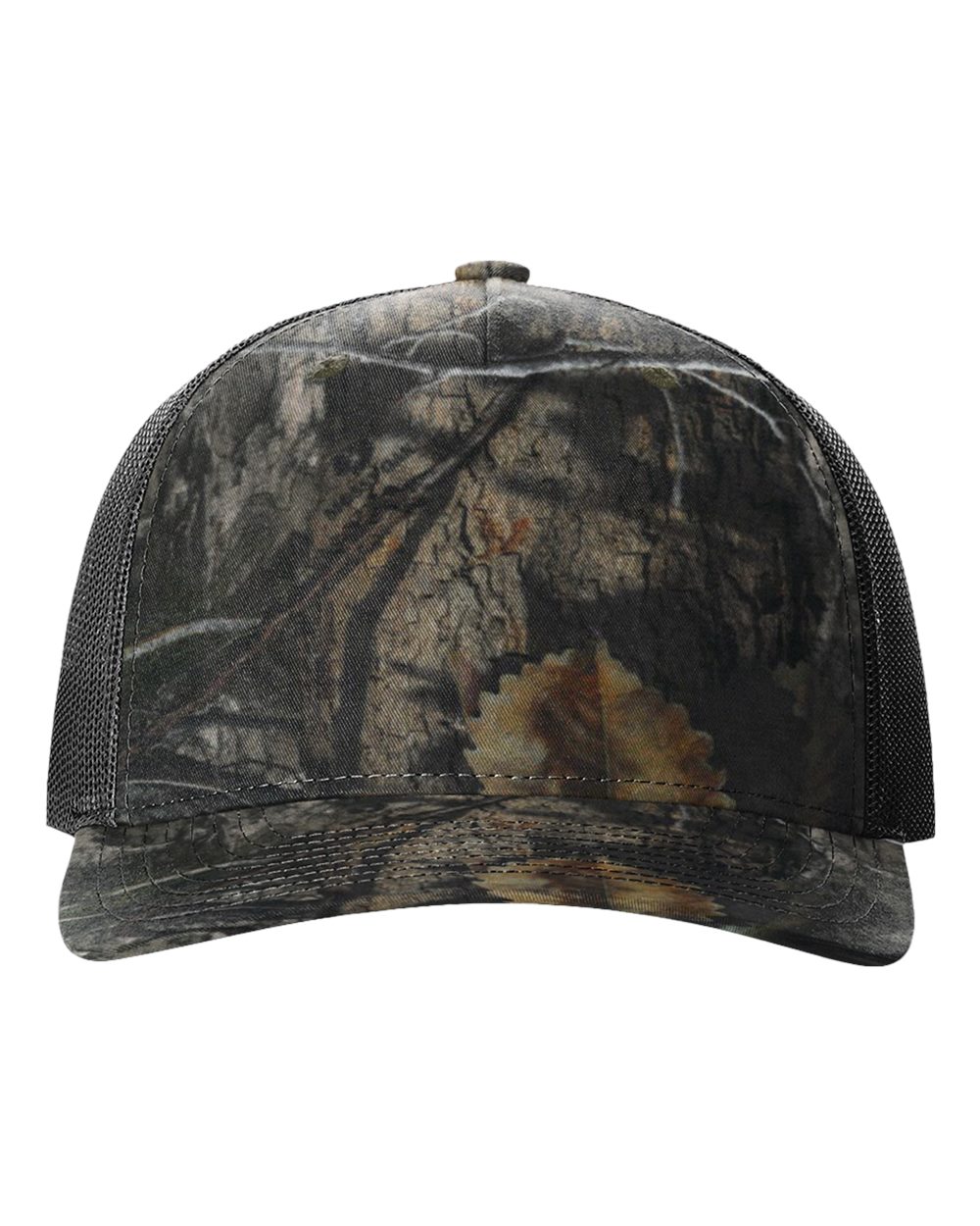 Five-Panel Printed Trucker Cap - Front - B26795150 - Mossy Oak Country DNA/ Black