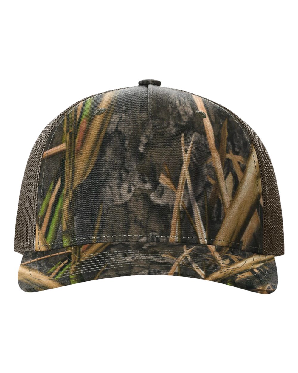 Five-Panel Printed Trucker Cap - Front - B26795180 - Mossy Oak Habitat/ Brown